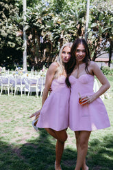 Khy Pink Structured Strapless Bustier Dress