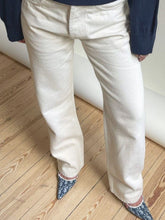 Signature Straight Leg Adjustable Waist Cream Denim Jeans