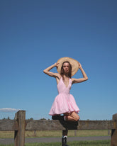 Charlie Gingham Halter V-Neck Mini Sun Dress