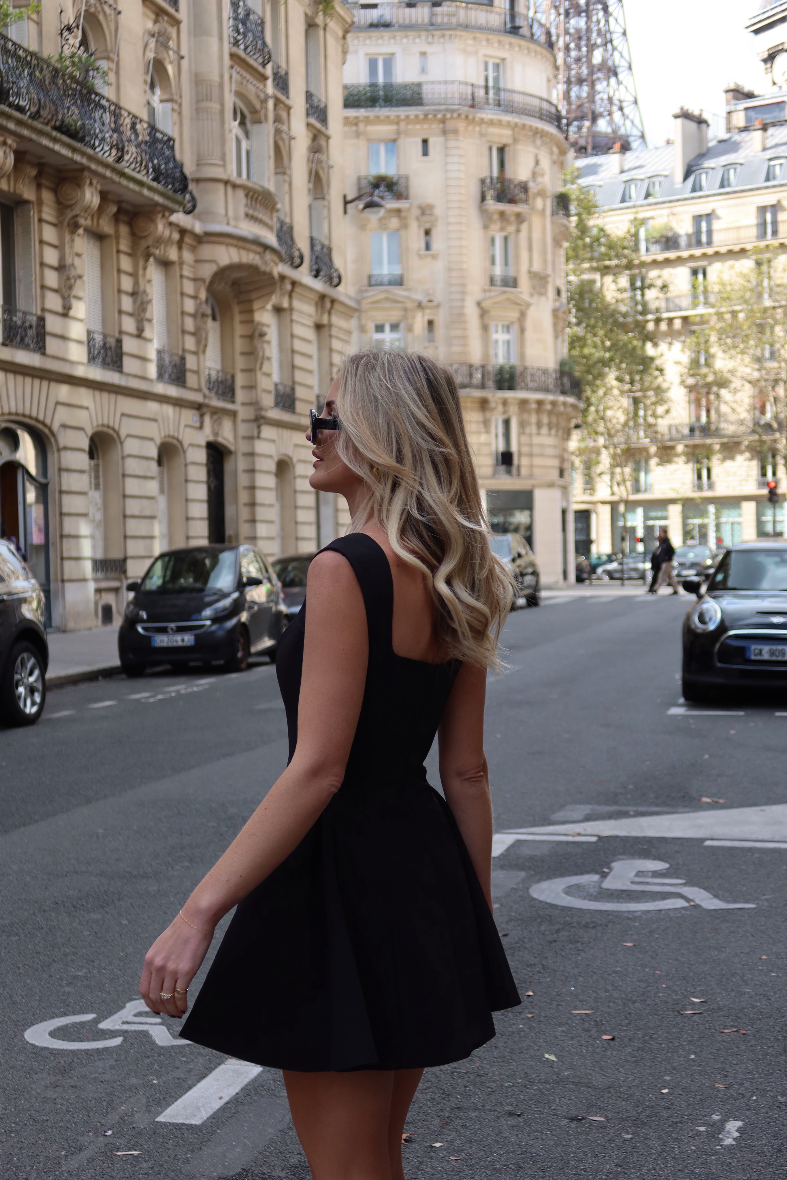 Vienna Square Neck Godot Detail Structured Mini Dress AMIA THE LABEL Vienna Square Neck Godot Detail Structured Mini Dress AMIA THE LABEL