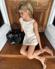 Elle Boatneck Button Detail Mini Dress