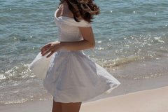 Delilah Off Shoulder Cotton And Tulle Broderie Detailed Sun Dress